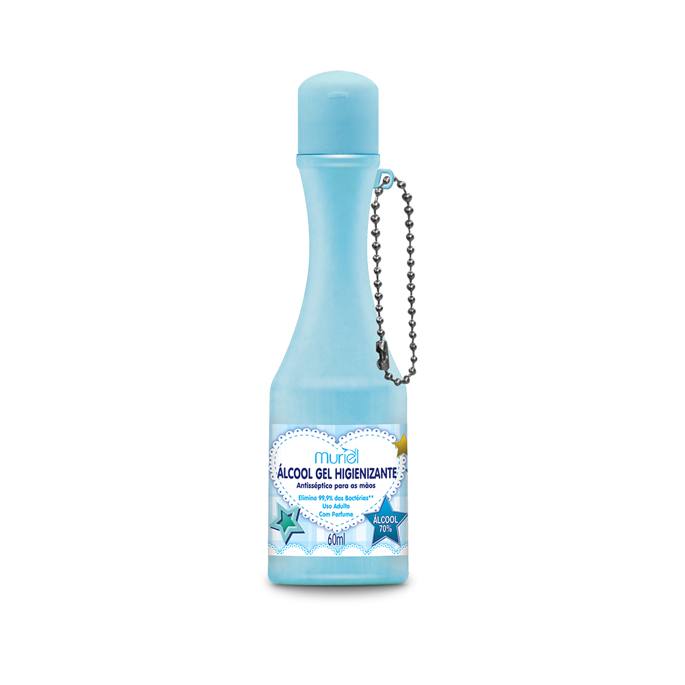 Muriel alcool gel chaveiro azul 60ml